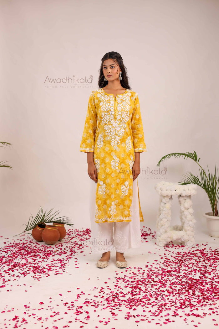 Nitika Mulcotton Printed Kurti- Mustard