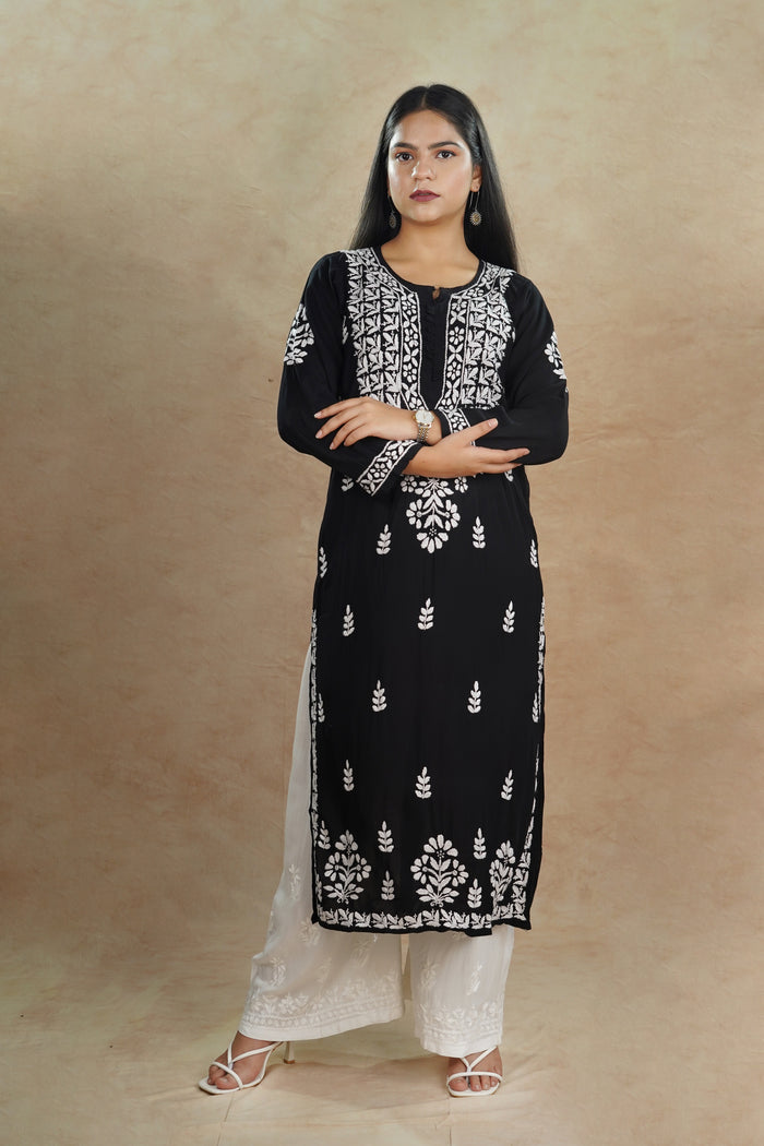 Aisha Pure Modal Kurti- Black