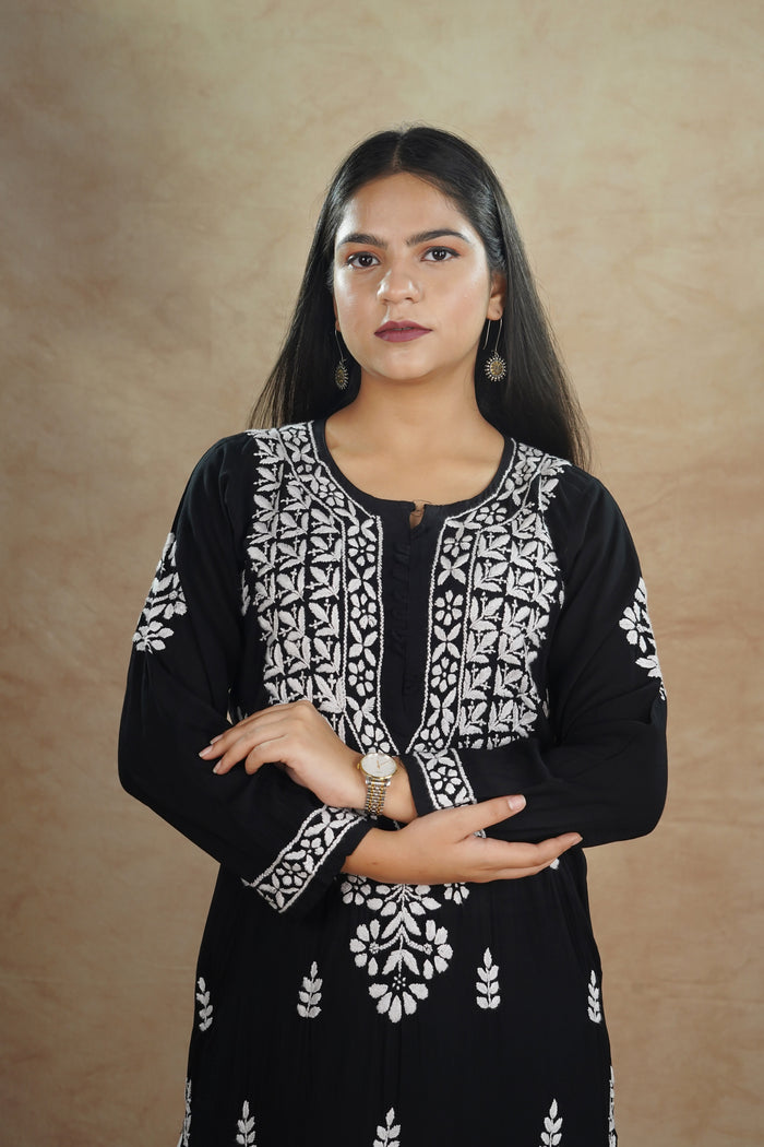 Aisha Pure Modal Kurti- Black