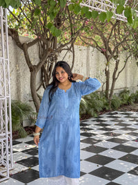 Aaliyah Pure Muslin Kurti- Blue
