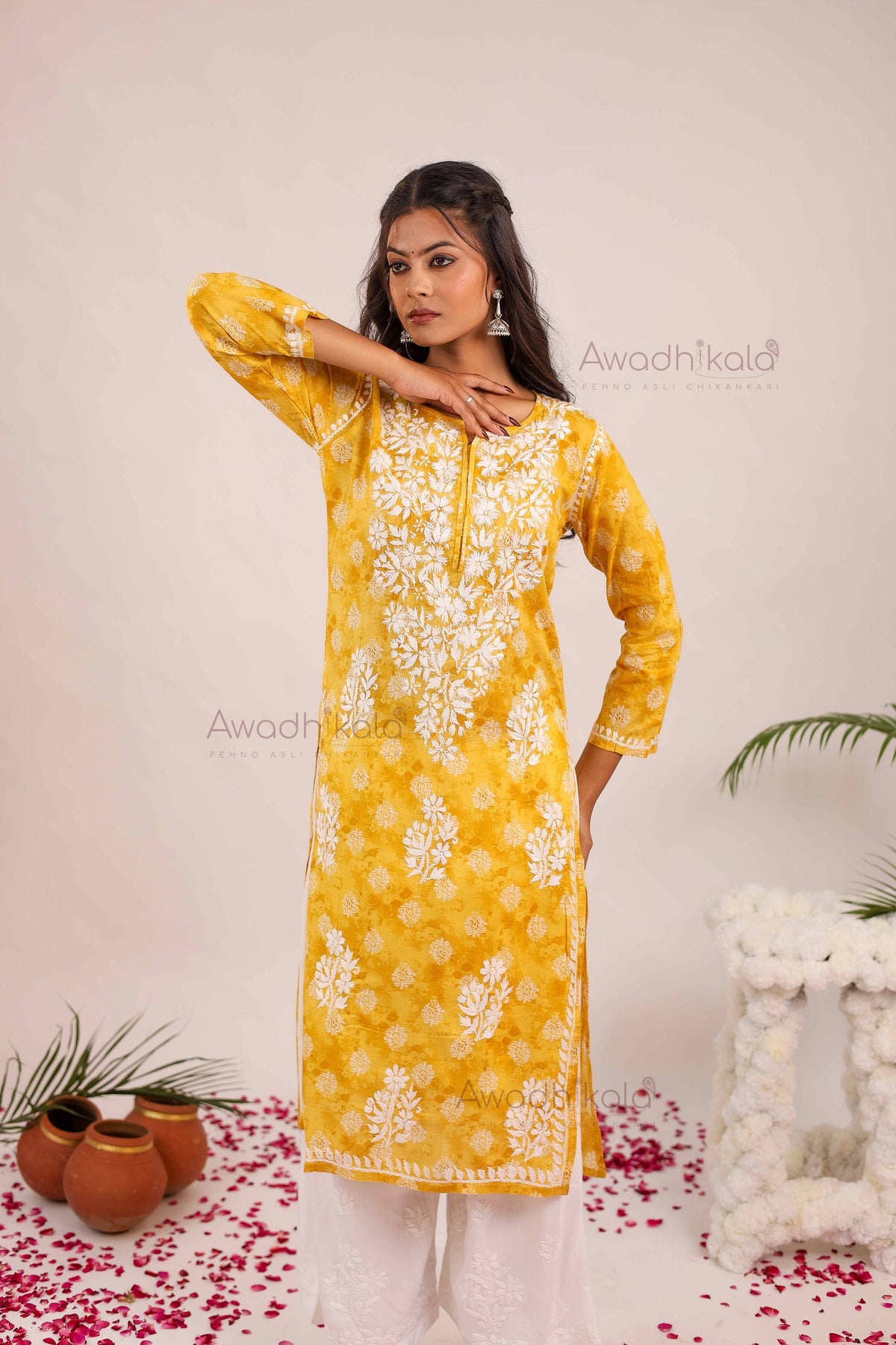Nitika Mulcotton Printed Kurti- Mustard