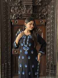 Aaira Rayon Multi Thread Kurti- Blue