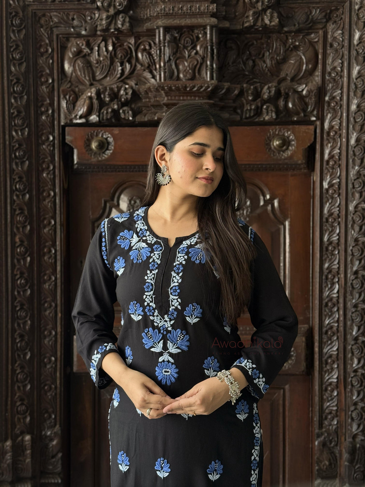 Aaira Rayon Multi Thread Kurti- Blue