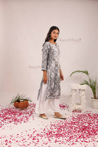 Nitika Mulcotton Printed Kurti- Grey