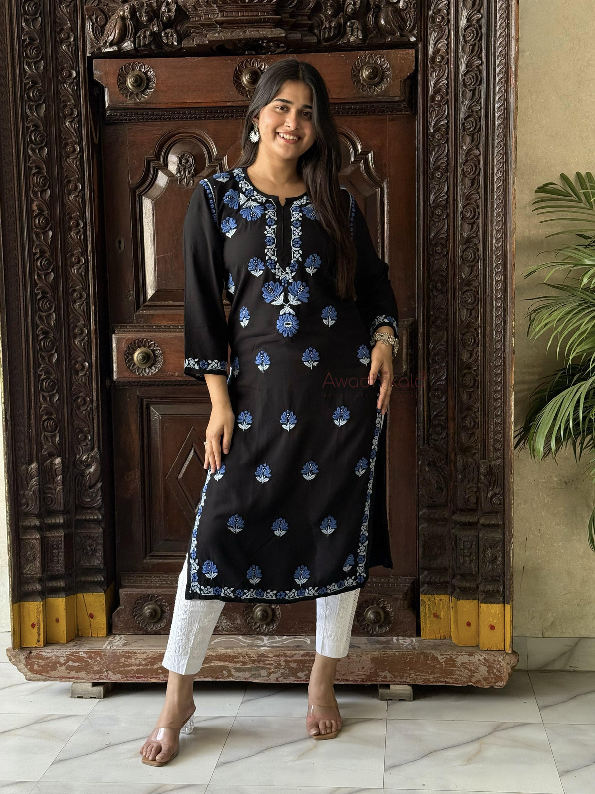 Aaira Rayon Multi Thread Kurti- Blue