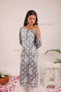 Nitika Mulcotton Printed Kurti- Grey