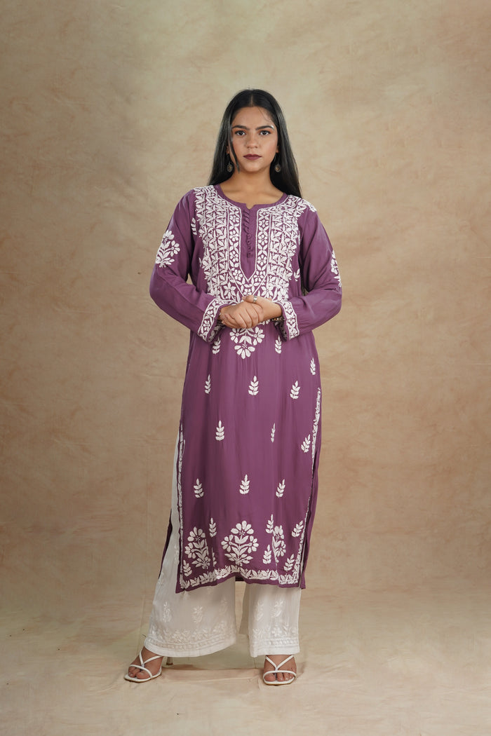 Aisha Pure Modal Kurti- Purple