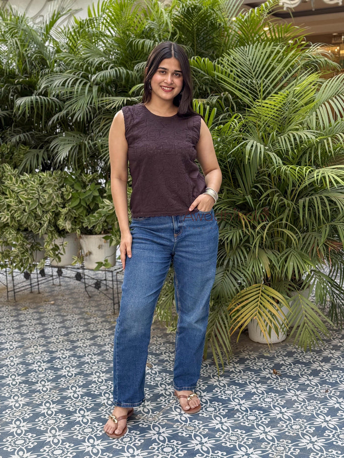Ditya Cotton Short Top- Brown