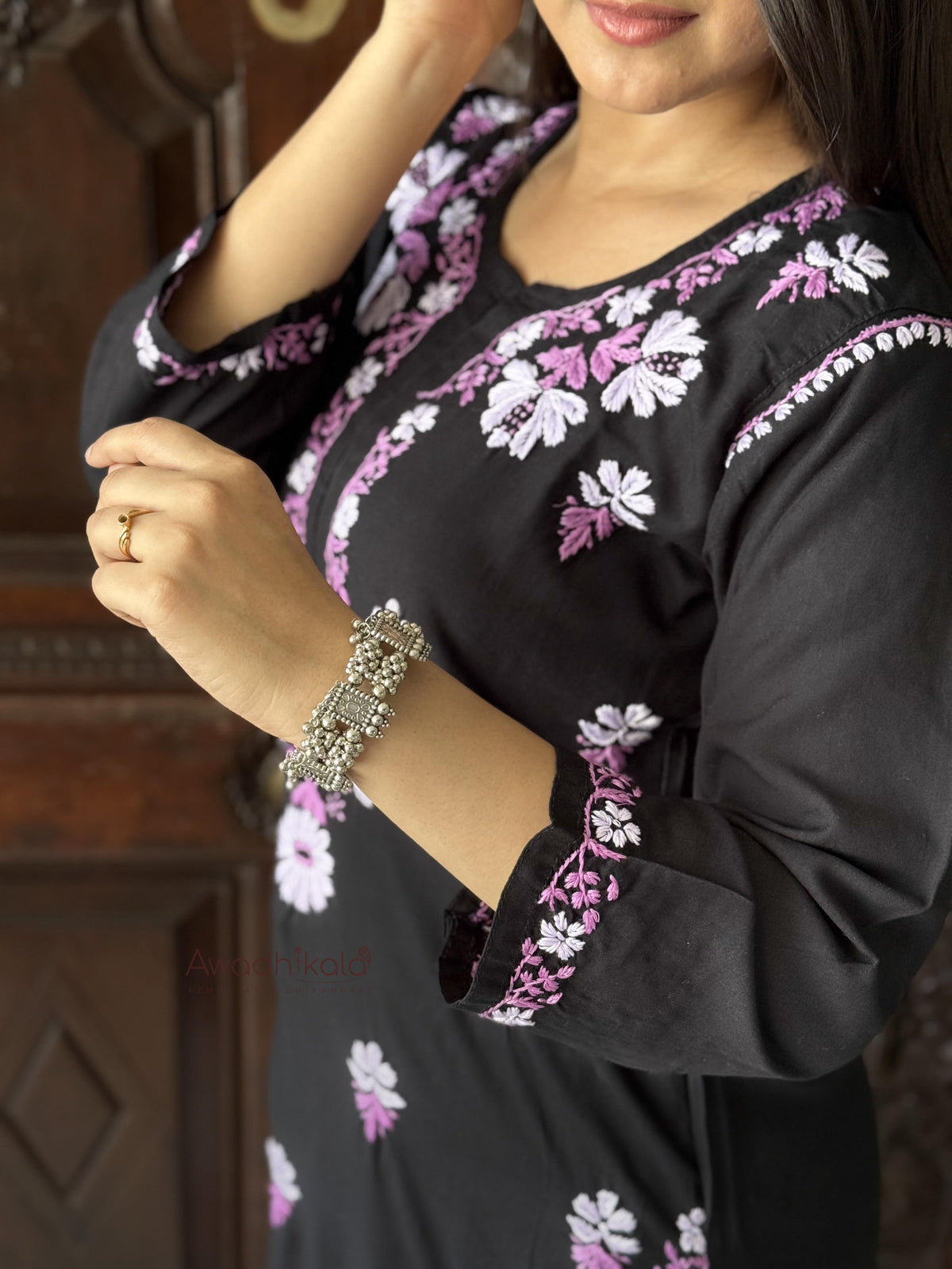 Aaira Rayon Multi Thread Kurti- Purple