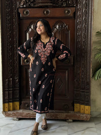 Kriti Cotton Multi Thread Kurti- Peach