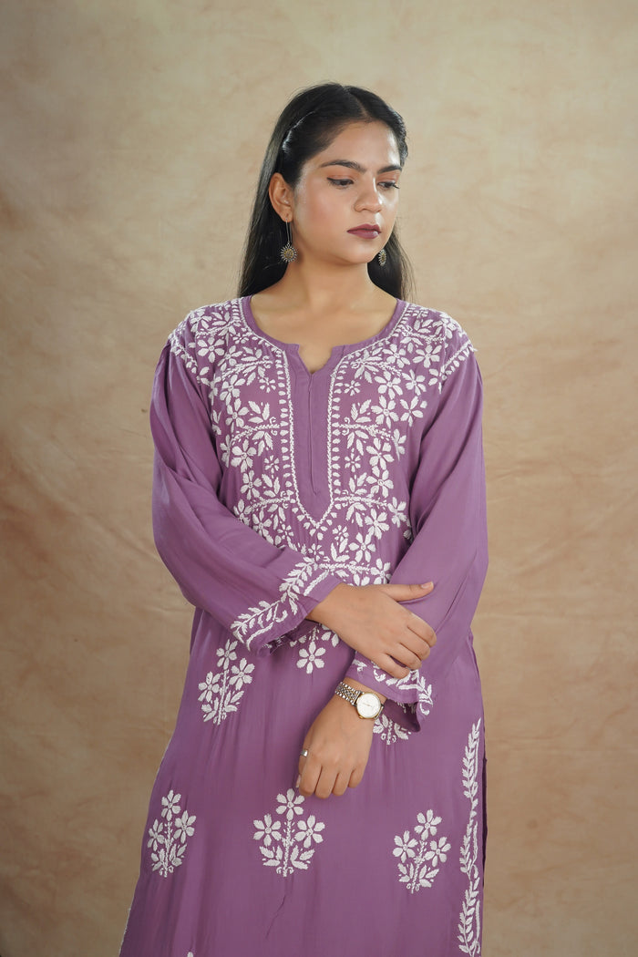 Tanvi Pure Modal Kurti- Purple