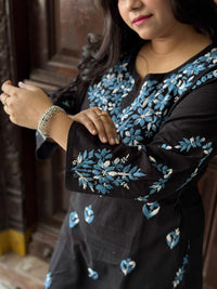 Kriti Cotton Multi Thread Kurti- Blue