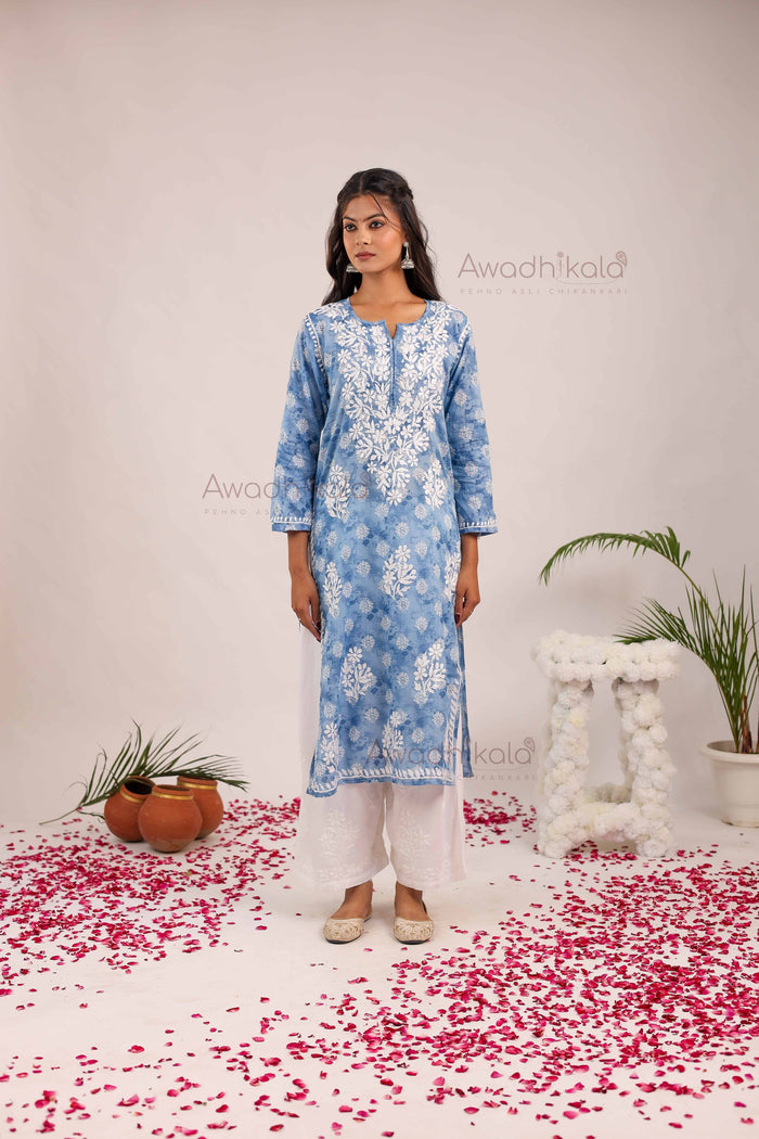 Nitika Mulcotton Printed Kurti- Blue