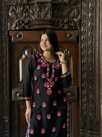 Aaira Rayon Multi Thread Kurti- Pink