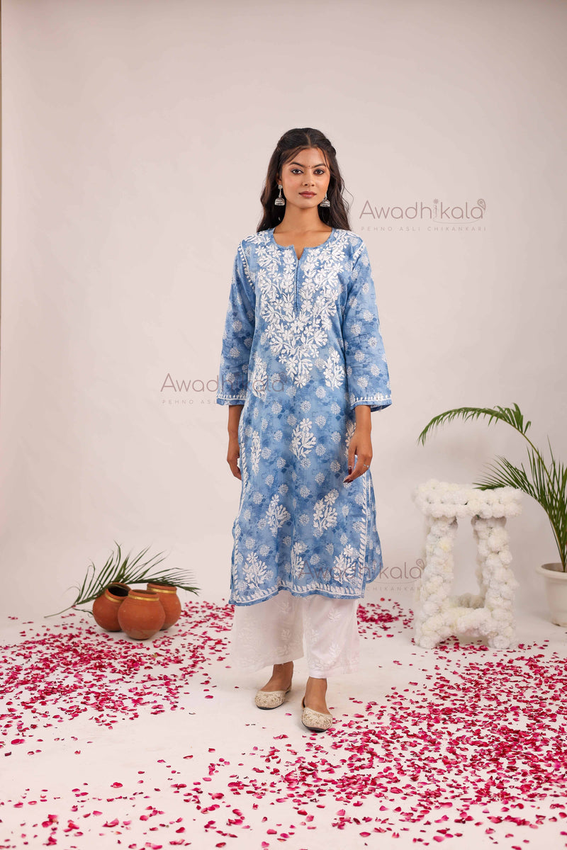 Nitika Mulcotton Printed Kurti- Blue