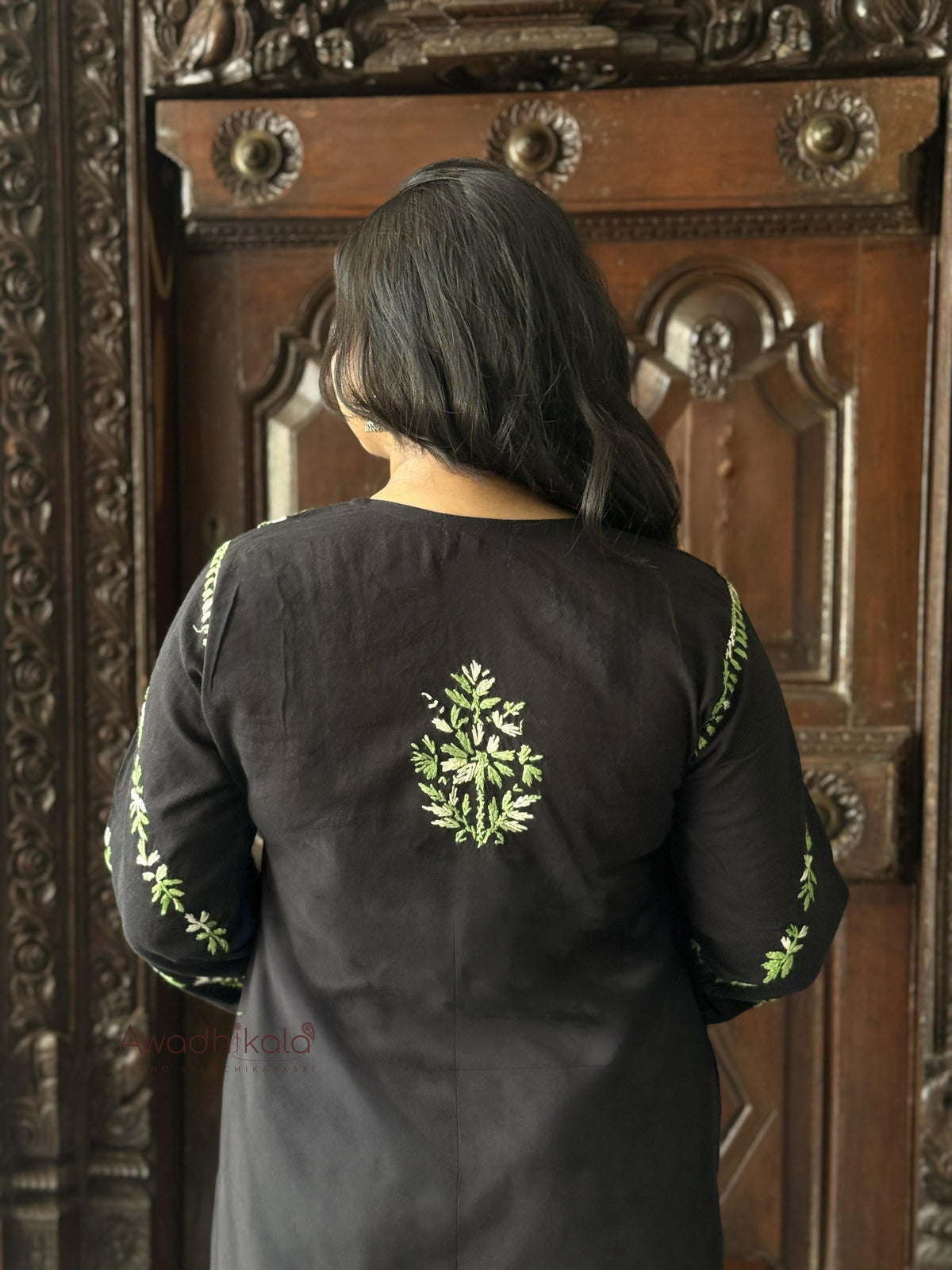 Kriti Cotton Multi Thread Kurti- Green