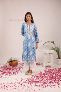 Nitika Mulcotton Printed Kurti- Blue