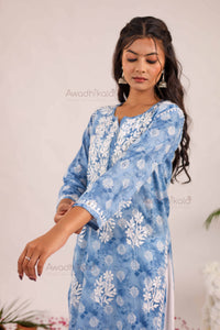 Nitika Mulcotton Printed Kurti- Blue