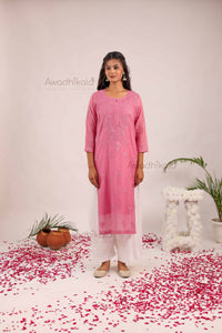 Trisha Chanderi Cotton Kurti- Pink