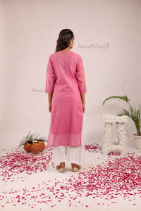 Trisha Chanderi Cotton Kurti- Pink