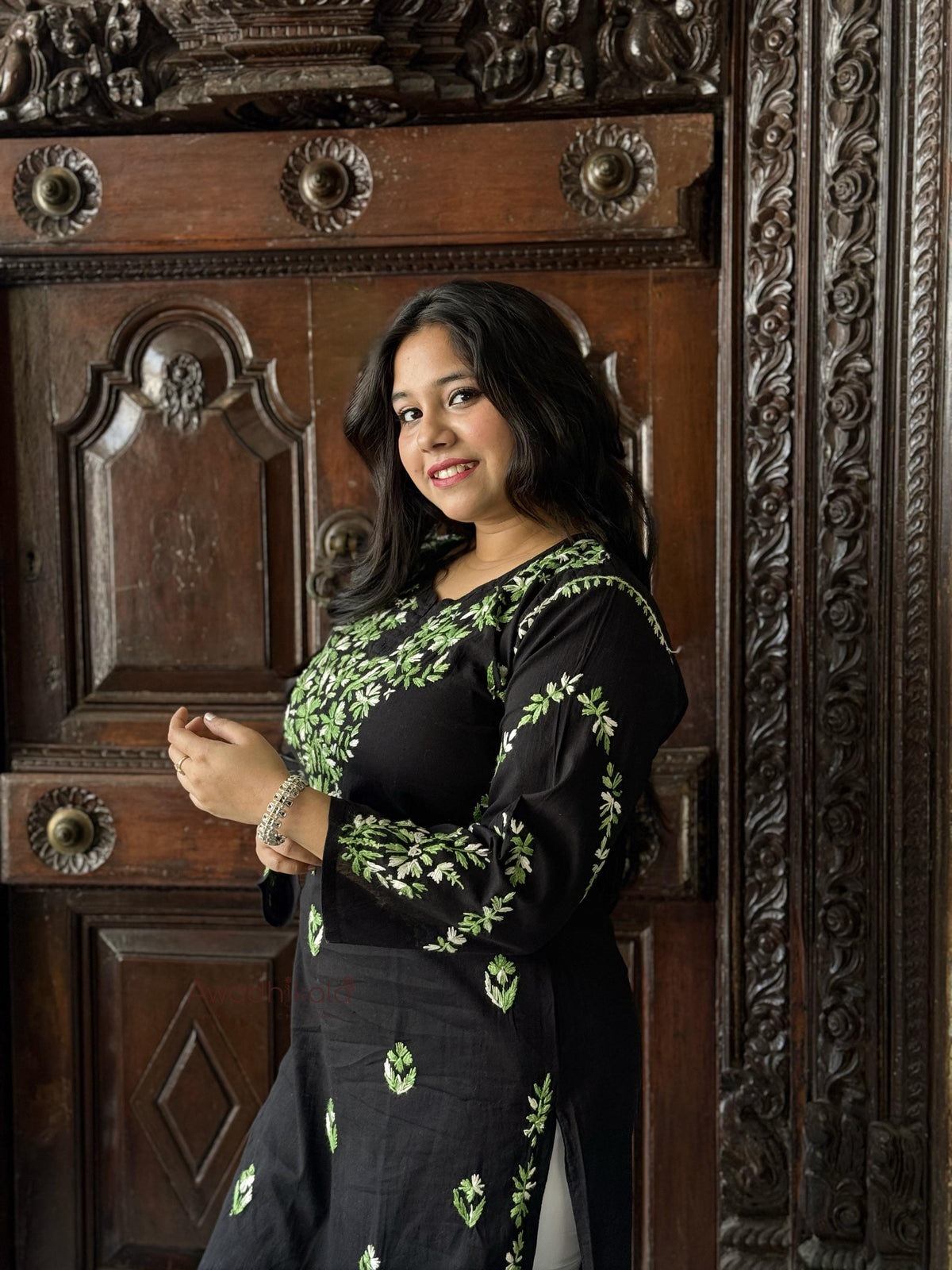 Kriti Cotton Multi Thread Kurti- Green