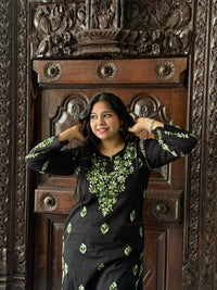 Kriti Cotton Multi Thread Kurti- Green