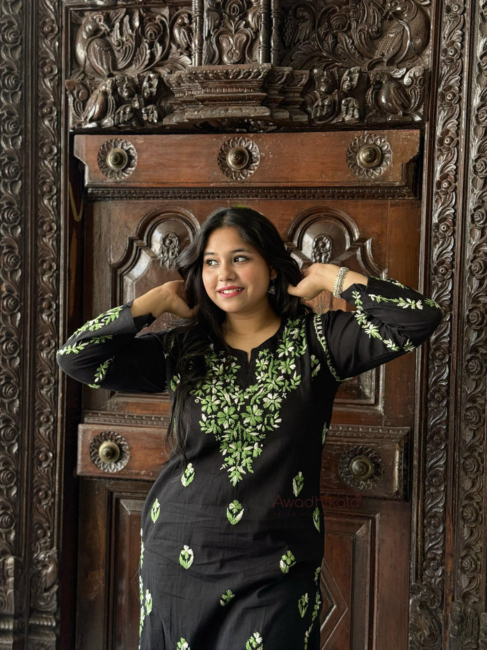 Kriti Cotton Multi Thread Kurti- Green