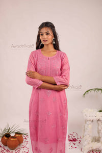 Trisha Chanderi Cotton Kurti- Pink