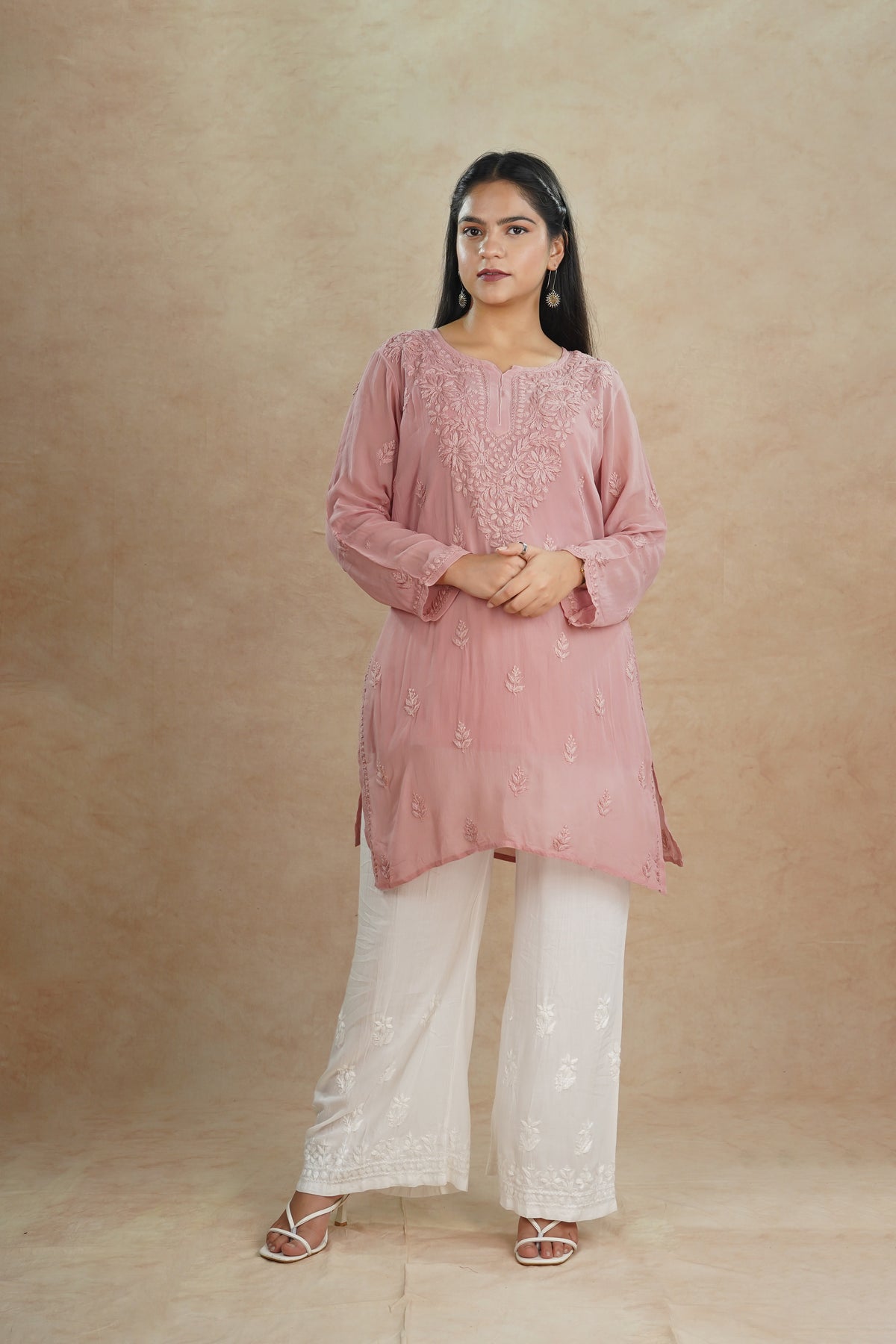 Anika Viscose Short Kurti- Rose Pink