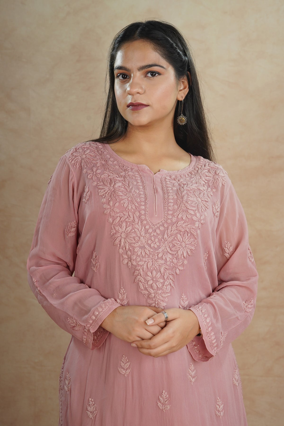 Anika Viscose Short Kurti- Rose Pink