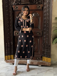 Aaira Rayon Multi Thread Kurti- Peach