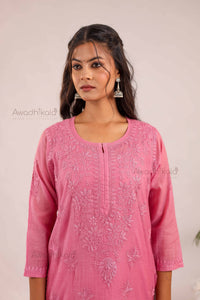 Trisha Chanderi Cotton Kurti- Pink