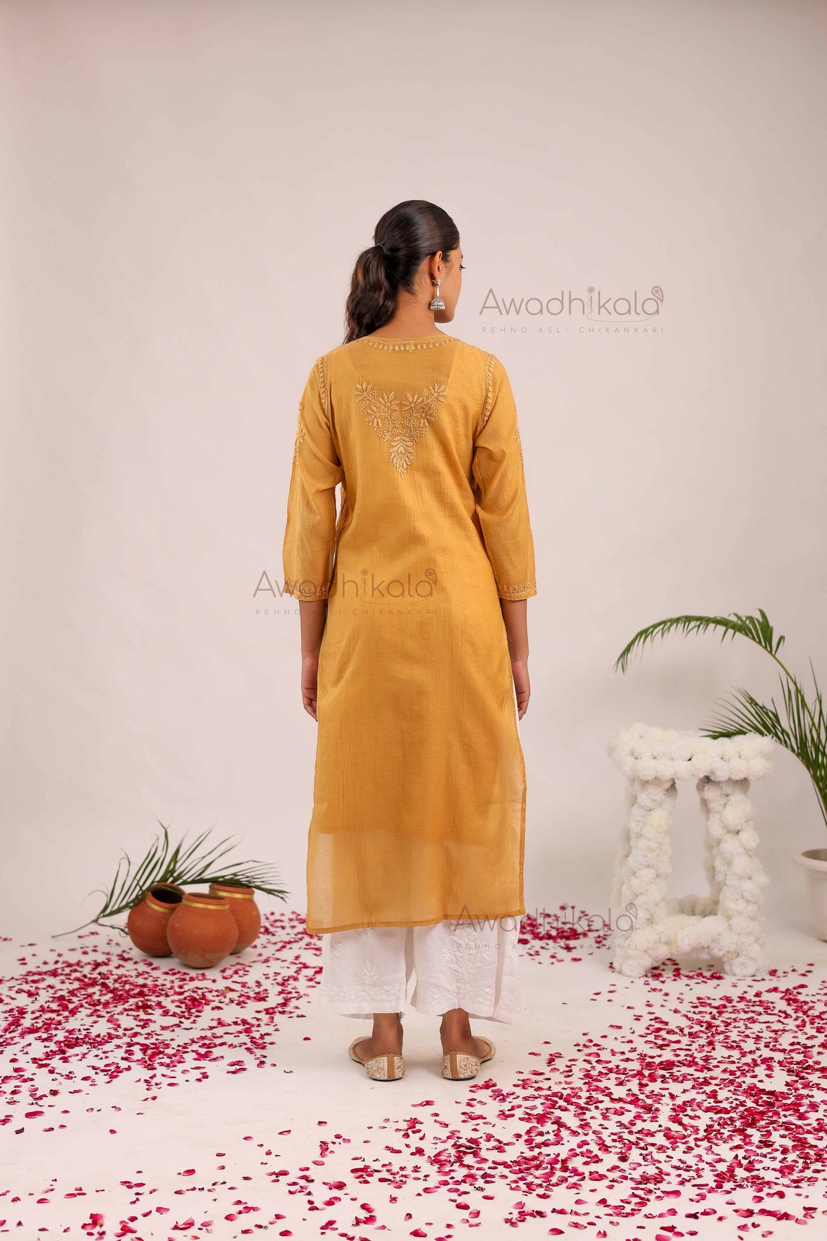 Trisha Chanderi Cotton Kurti- Mustard