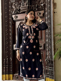 Aaira Rayon Multi Thread Kurti- Peach