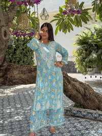 Niya Mulmul Cotton Printed Set- Blue