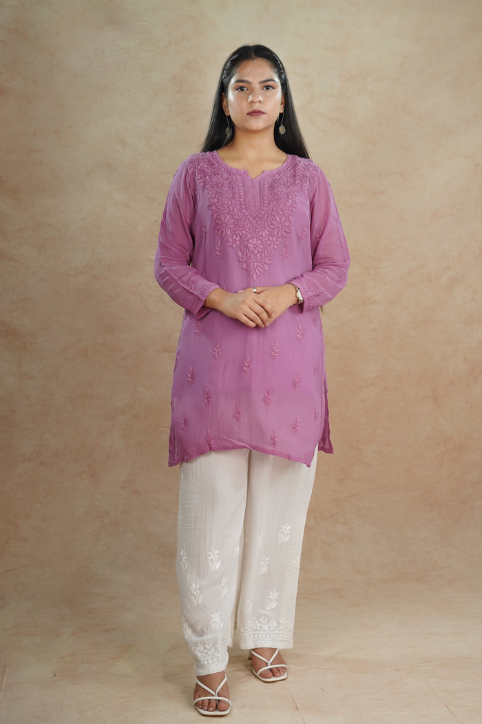 Anika Viscose Short Kurti- Purple