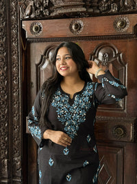 Kriti Cotton Multi Thread Kurti- Blue