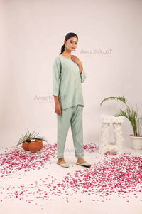 Ira Chanderi Co-Ord Set- Green