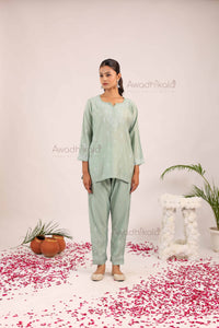 Ira Chanderi Co-Ord Set- Green