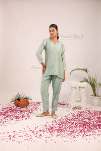 Ira Chanderi Co-Ord Set- Green