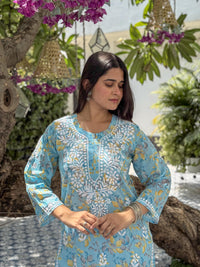 Niya Mulmul Cotton Printed Set- Blue