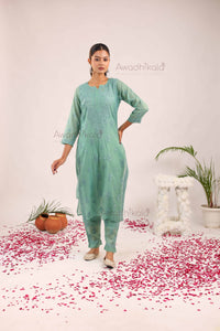 Tarini Chanderi Cotton Set- Green
