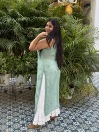 Krisha Viscose Georgette Strap Kurti- Green