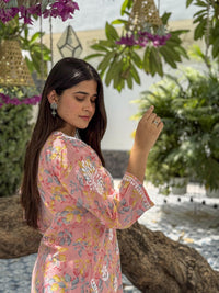 Niya Mulmul Cotton Printed Set- Pink