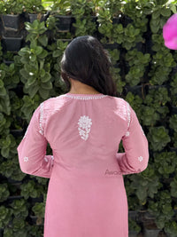 Reeva Chanderi Cotton Kurti- Pink