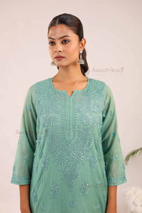 Tarini Chanderi Cotton Set- Green