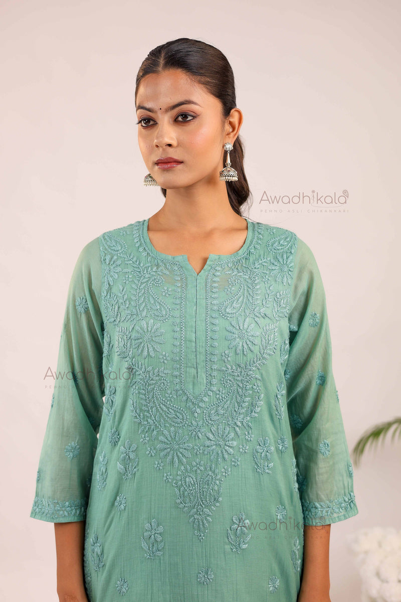 Tarini Chanderi Cotton Set- Green