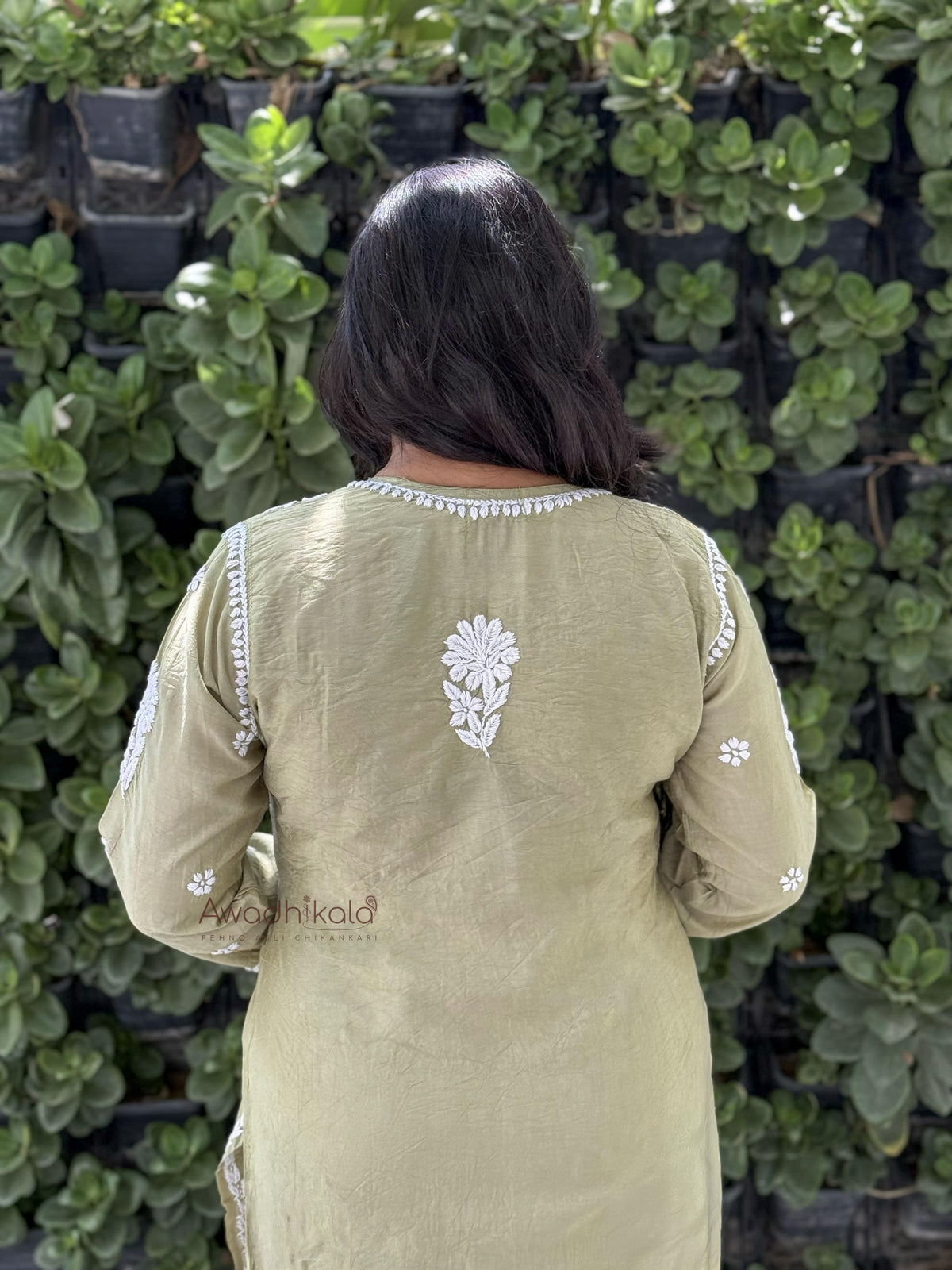 Reeva Chanderi Cotton Kurti- Green