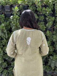 Reeva Chanderi Cotton Kurti- Green