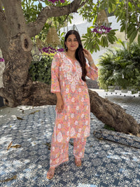 Niya Mulmul Cotton Printed Set- Pink